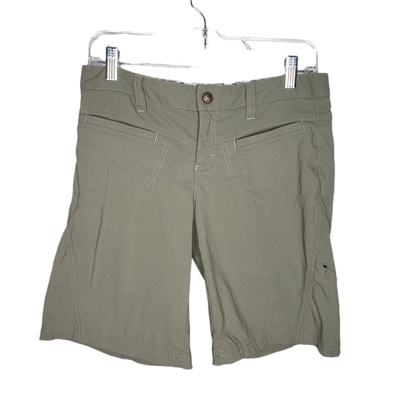 Athleta Womens Dipper Bermuda Hiking Walking Shorts womens sz 2 10 khaki tan - Picture 1 of 8